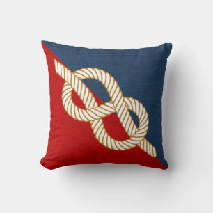 Coussin bleu et rouge nautique
