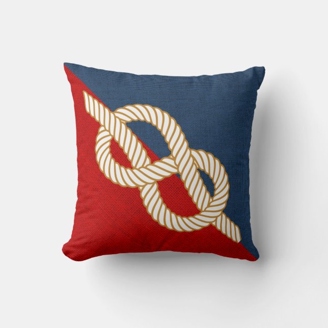 Coussin bleu et rouge nautique (Recto)
