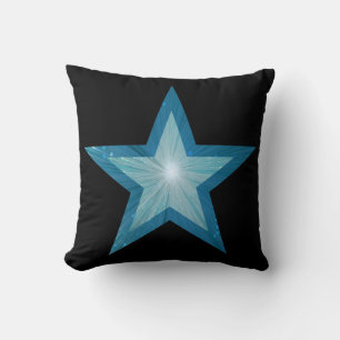 Coussin bleu étoile imprimé carré noir
