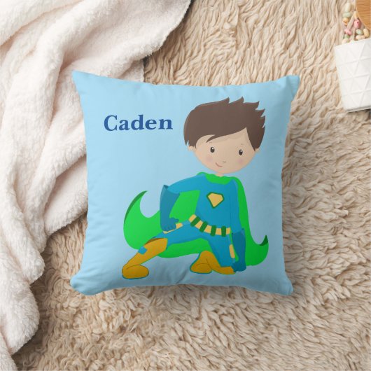 Coussin Bleu fait sur commande de super héros (Couverture)