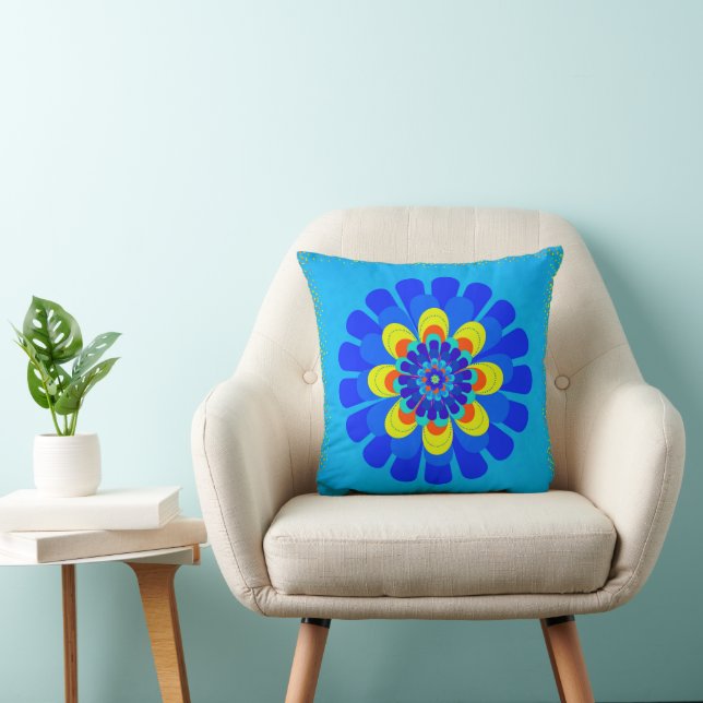 Coussin Bleu fleur (Chaise)