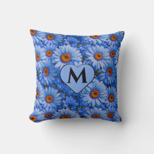 Coussin Bleu floral bleu tournesol bleu marguerites motif