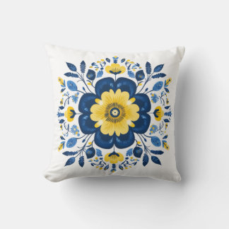 Coussin Bleu floral et jaune