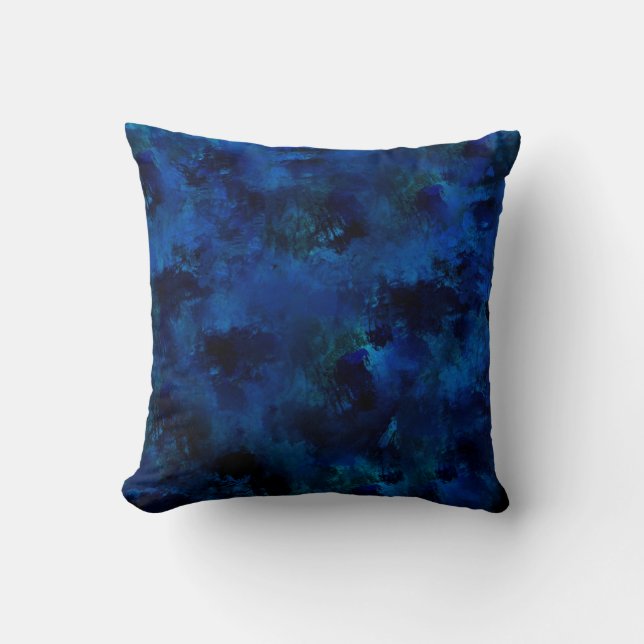 Coussin Bleu foncé abstrait couleur de l'eau peint (Recto)