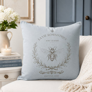 Coussin Bleu français abeille miel vintage campagne frança