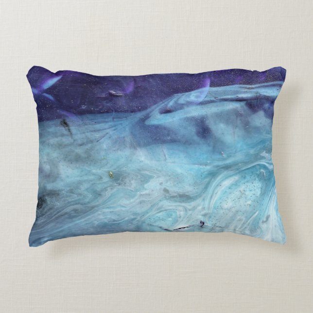Coussin Bleu Froid Abstrait Ice Capade (Devant)