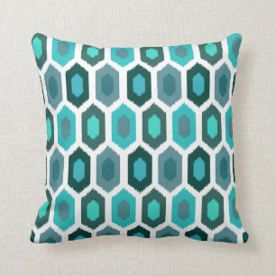 Coussin Bleu géométrique de plage d'océan d'Ikat