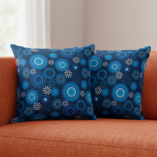 Coussin Bleu Géométrique Moderne