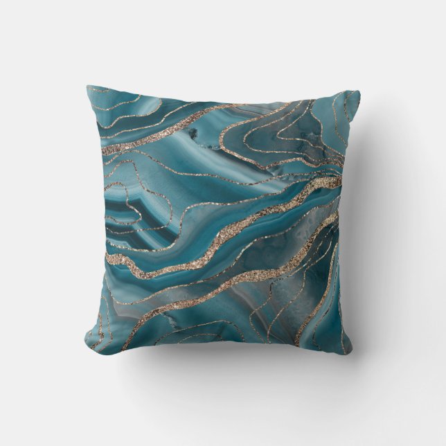 Coussin Bleu Gris Agate Or Parties scintillant Glam #1 (Recto)