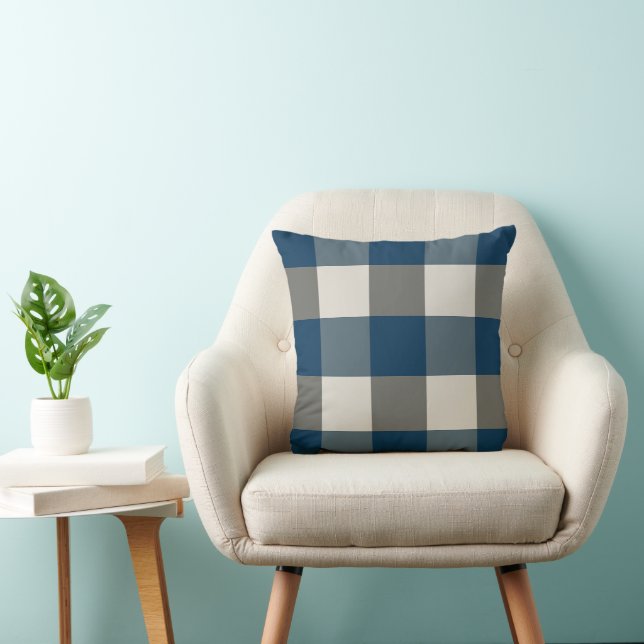 Coussin Bleu gris blanc Chauffage domestique Buffalo Check (Chaise)
