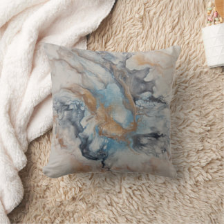 Coussin Bleu, gris, bronze, crème abstrait moderne