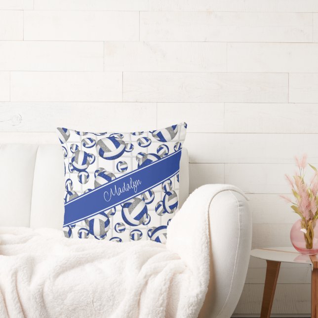 Coussin bleu gris ceint couleur volleyballs net accent (Canapé)