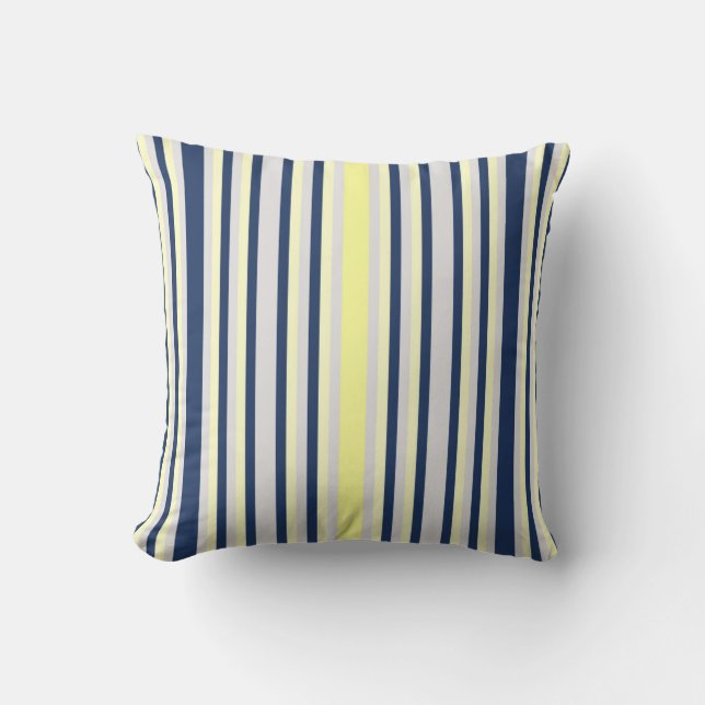Coussin Bleu, gris et jaune de la marine (Recto)