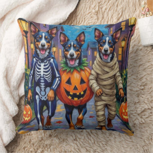 Coussin Bleu Heeler Chiens Trick-or-Treating in Halloween 