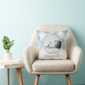 Coussin Bleu Hiver Flocon de neige personnalisé bébé photo (Chaise)