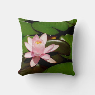 Coussin Bleu libellule sur lotus rose