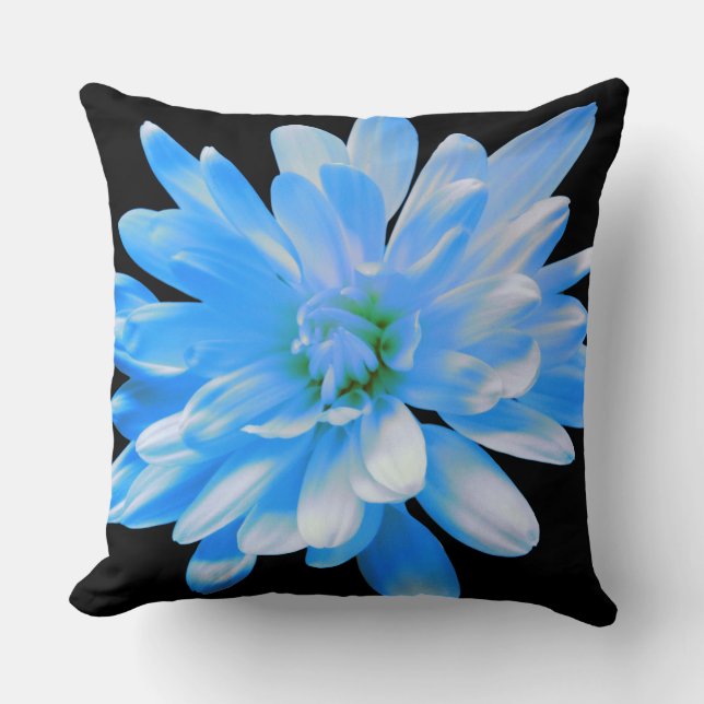 Coussin Bleu marguerite, zinnia, tournesol (Recto)
