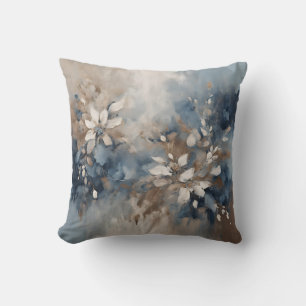 Coussin Bleu marine Bleu clair Brun Floral moderne