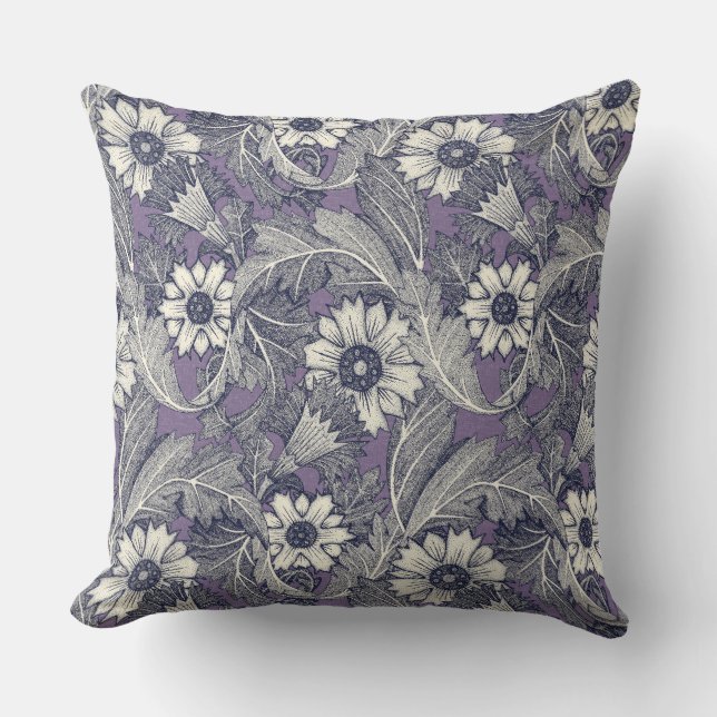 Coussin bleu marine d'acanthus (Recto)
