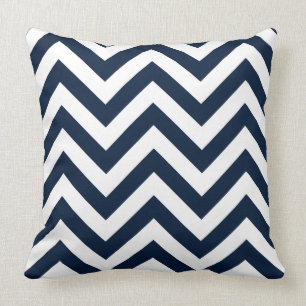 Coussin Bleu marine et blanc de motif de zigzag