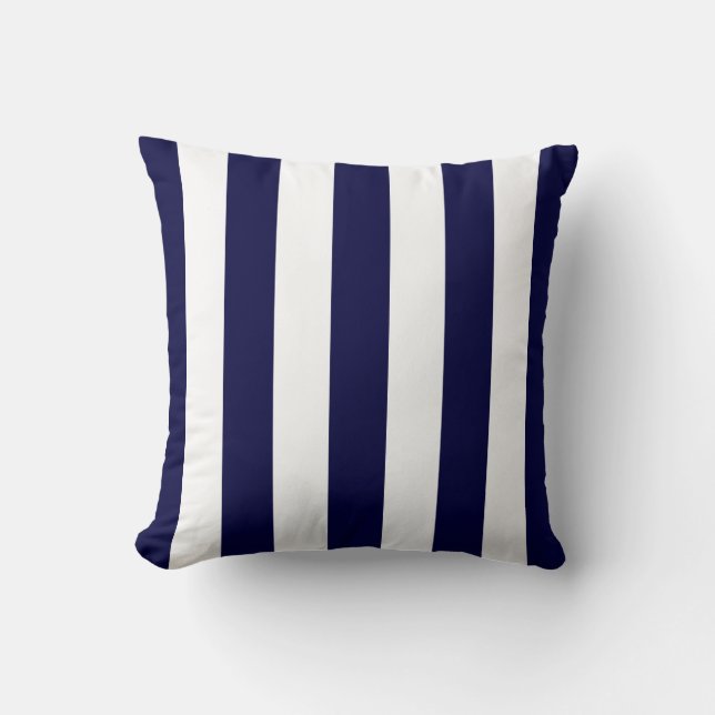 Coussin Bleu marine et blanc motif rayure extra large (Recto)