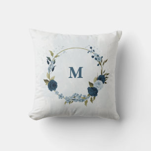 Coussin bleu marine et bleu poussiéreux