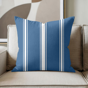 Coussin Bleu marine et rayure blanche