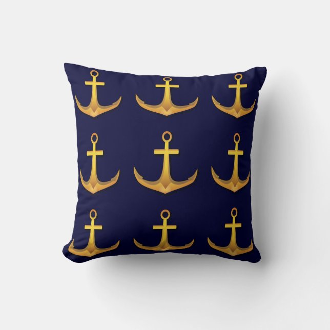 Coussin Bleu marine nautique d'Ancre de bateau de bateau (Recto)