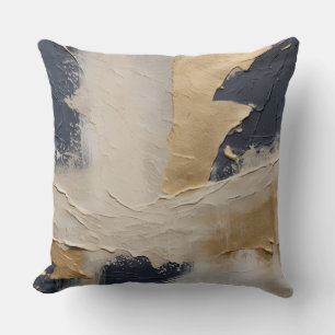 Coussin Bleu Marine Or Doré Beige Abstrait