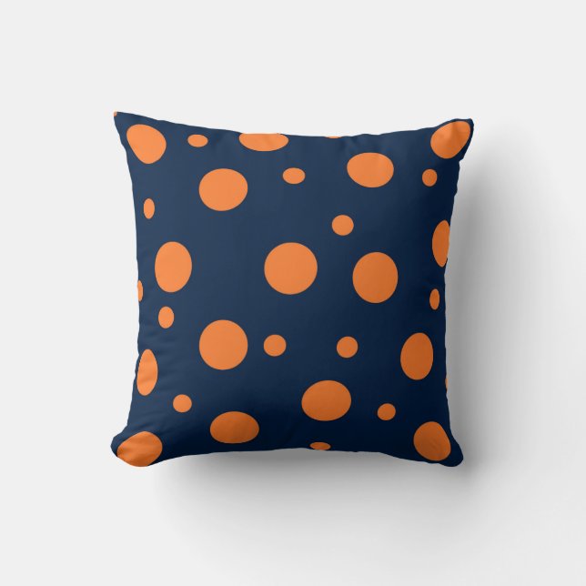 Coussin Bleu marine points orange abstrait (Recto)