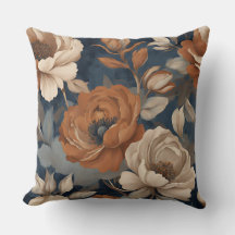 Bleu marine rouille Floral Moderne de Ferme
