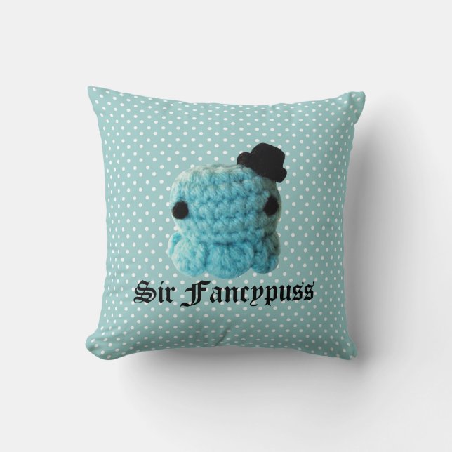 Coussin Bleu mignon de casquette supérieur de poulpe (Recto)