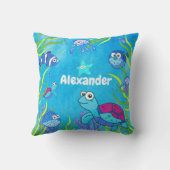 Coussin Bleu mignon sous la mer Baby Boy Nursery Throw P (Verso)