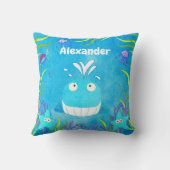 Coussin Bleu mignon sous la mer Whale Boy (Verso)