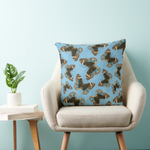 Coussin Bleu motif papillon Pansy
