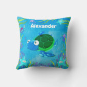 Coussin Bleu mou sous la tortue de mer (Verso)