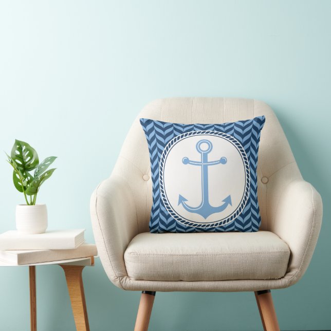 Coussin Bleu nautique ancrage côtier  (Chaise)