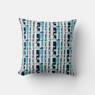 Coussin Bleu Noir Beige Sud-Ouest Mosaïque Lignes