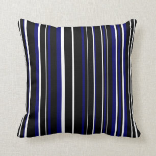 Coussin Bleu noir, bleu foncé de la marine et bande de cod