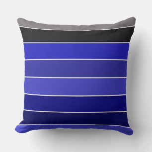 Coussin Bleu, noir et blanc