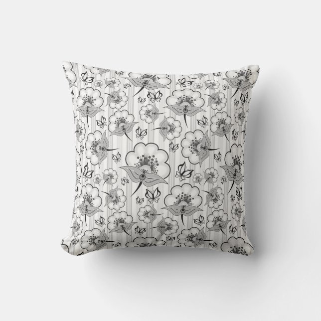 Coussin Bleu noir joli fleurs sans couture motif (Recto)