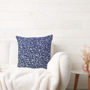 Coussin Bleu Nuit Bleu de Cobalt Blanc Notes de Musique Da