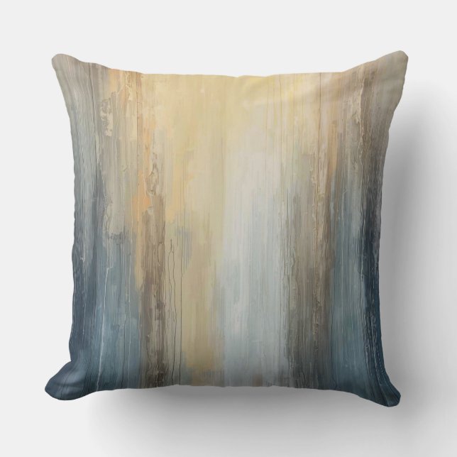 Coussin Bleu Nuit Jaune Moderne Abstrait À Rayures (Recto)