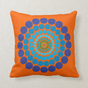 Coussin bleu orange de motif de cercle