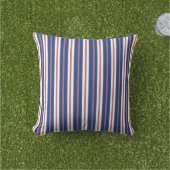 Coussin Bleu Orange Et Blanc À Rayures (Herbe)