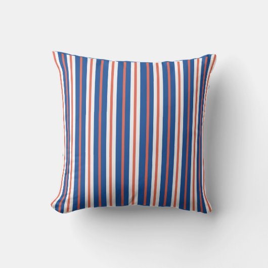 Coussin Bleu Orange Et Blanc À Rayures (Recto)