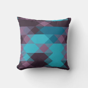 Coussin bleu paon, violet, bleu topaze et tonnerre