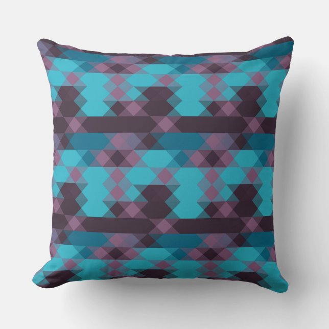 Coussin bleu paon, violet, bleu topaze et tonnerre (Recto)