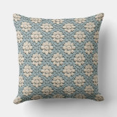 Coussin Bleu pastel et blanc aspect crochet (Verso)