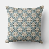 Coussin Bleu pastel et blanc aspect crochet (Recto)